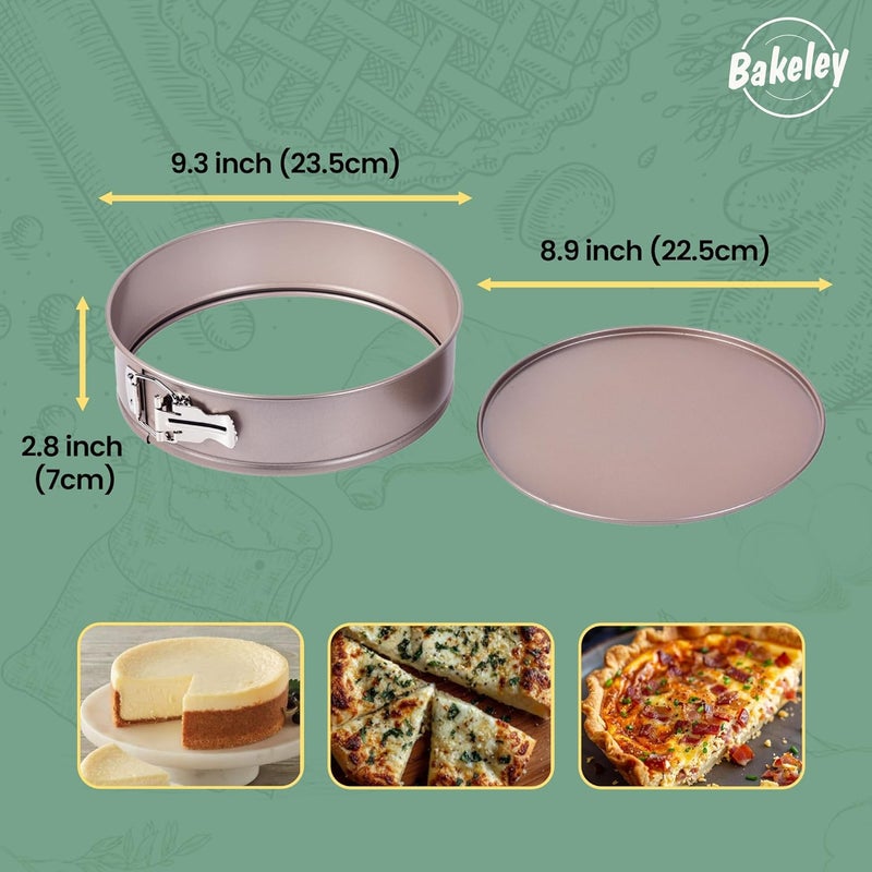 Bakeley 9 Inch Springform Cake Pans, Non-Stick, Spring Form Pans 9 inch with Removable Bottom, Spring Form Pan, Carbon Steel, Cheesecake Pan (Champagne Gold) - Image 1